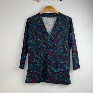 Amber Sun Tunic V neck Top Size Large